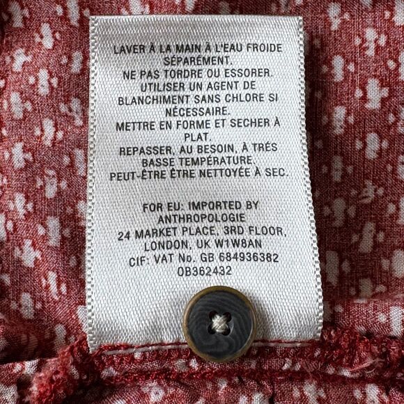 Holding Horses Anthropologie Tunic Top Small Boho Rust Red Peasant Style Tiered - Picture 13 of 13